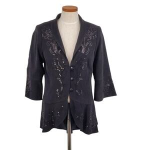 Bob Mackie Wearable Art Blazer 3 Button Jacket Black Womens Small New No Tags
